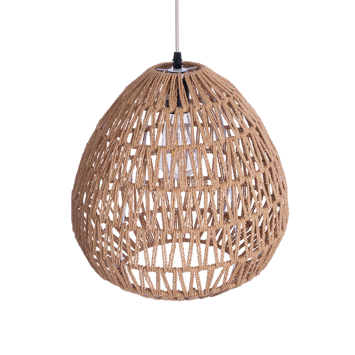 GLOBOSTAR® JJENSON 00911 Boho Κρεμαστό Φωτιστικό Οροφής με Ντουί 1 x E27 AC 220-240V IP20 - Μπεζ - Μ36 x Π36 x Υ30cm - ledmania.gr