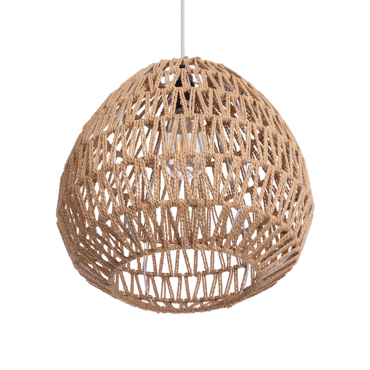 GLOBOSTAR® JJENSON 00911 Boho Κρεμαστό Φωτιστικό Οροφής με Ντουί 1 x E27 AC 220-240V IP20 - Μπεζ - Μ36 x Π36 x Υ30cm - ledmania.gr