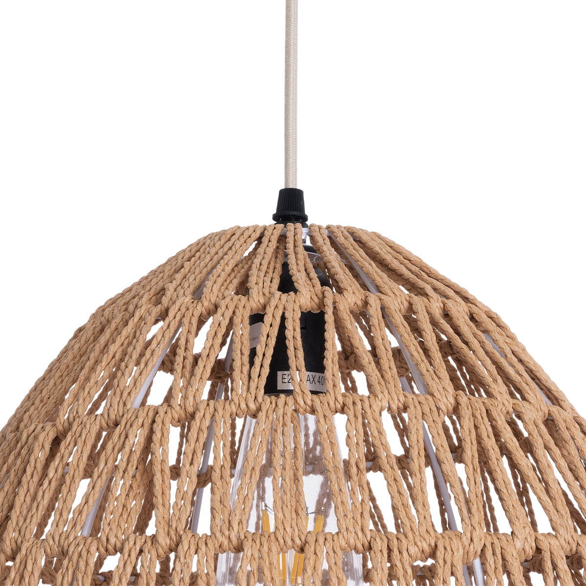 GLOBOSTAR® JJENSON 00911 Boho Κρεμαστό Φωτιστικό Οροφής με Ντουί 1 x E27 AC 220-240V IP20 - Μπεζ - Μ36 x Π36 x Υ30cm - ledmania.gr