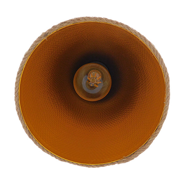 GloboStar® SHANGHAI ROPE 00918 Boho Κρεμαστό Φωτιστικό Καμπάνα Μονόφωτο 1 x E27 IP20 Μπεζ Σχοινί - Μ20 x Π20 x Υ39cm - ledmania.gr