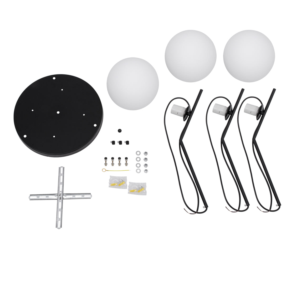 GloboStar® MONROE 00952 Μοντέρνο Κρεμαστό Φωτιστικό Οροφής Τρίφωτο 3 x E27 Μαύρο - Λευκό Μεταλλικό Μπάλα Φ60 x Υ50cm - ledmania.gr