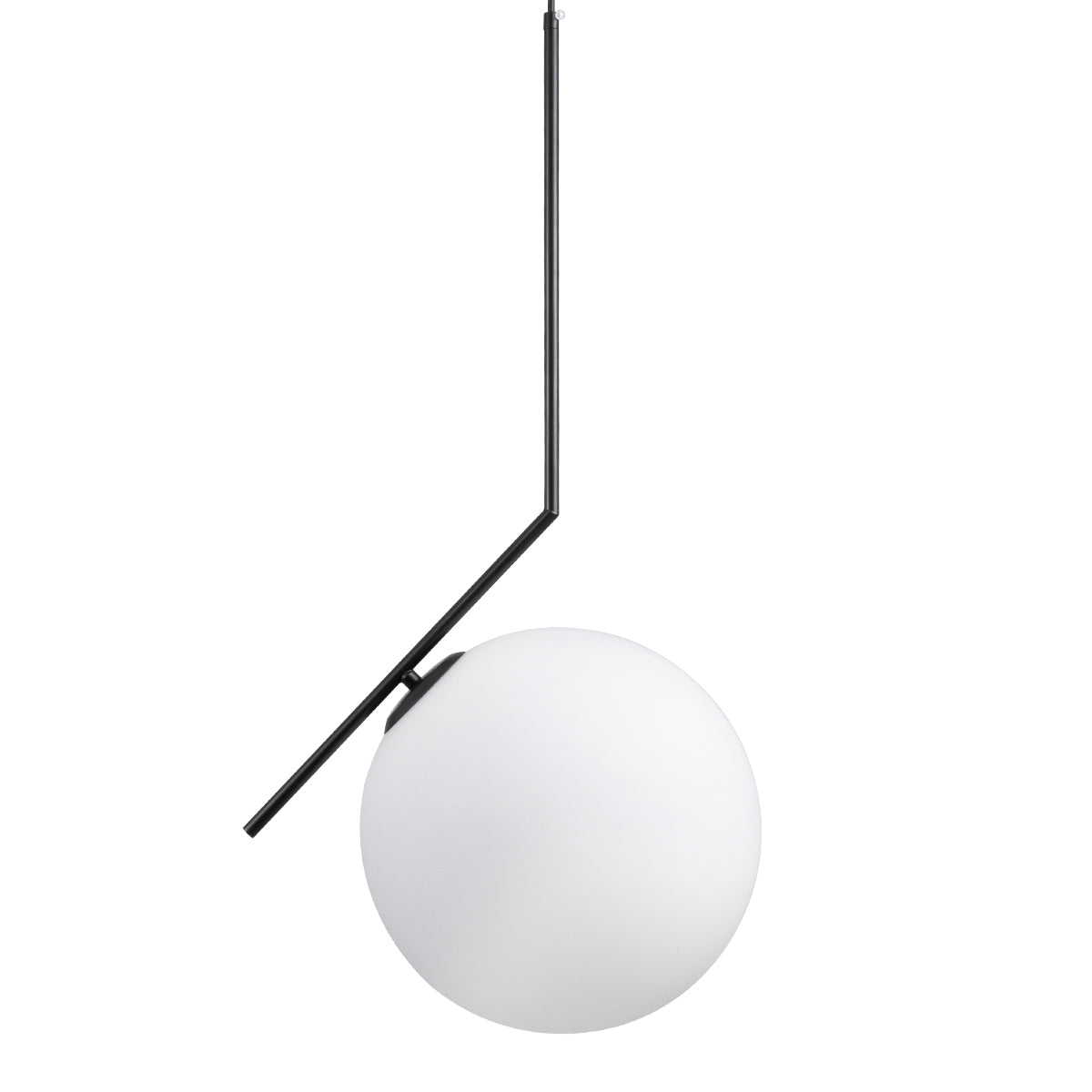 GloboStar® MONROE 00957 Μοντέρνο Κρεμαστό Φωτιστικό Οροφής Μονόφωτο 1 x E27 Μαύρο - Λευκό Μεταλλικό Μπάλα Φ30 x Υ75cm - ledmania.gr