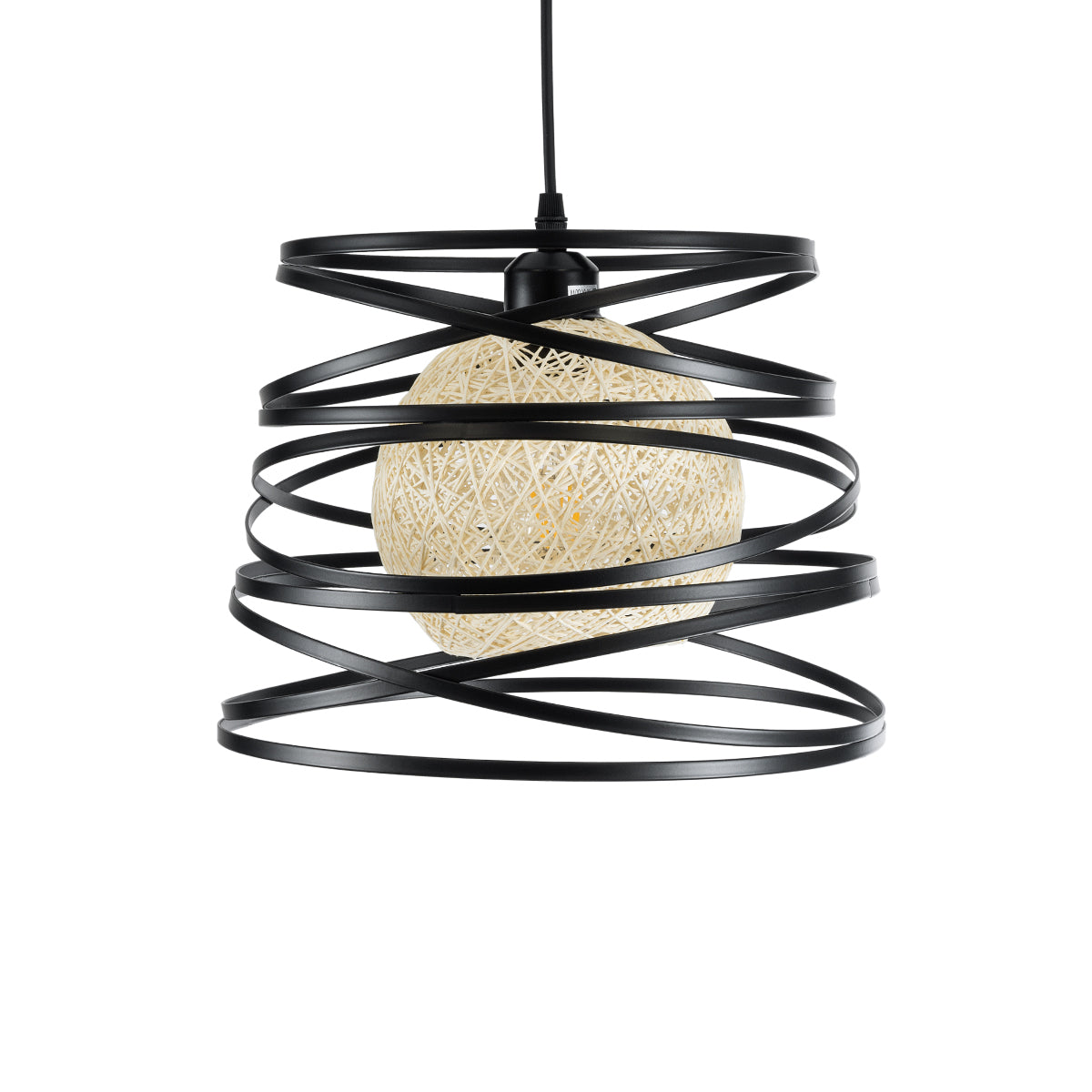 GLOBOSTAR® CARTER 00961 Μοντέρνο Κρεμαστό Φωτιστικό Οροφής με Ντουί 1 x E27 AC 220-240V IP20 - Μαύρο & Μπεζ - Μ32 x Π32 x Υ25cm