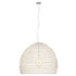 GloboStar® MALIBU 00965 Boho Κρεμαστό Φωτιστικό Πλέγμα Μονόφωτο 1 x E27 IP20 Μπεζ Ξύλο - Μ100 x Π100 x Y86cm - ledmania.gr