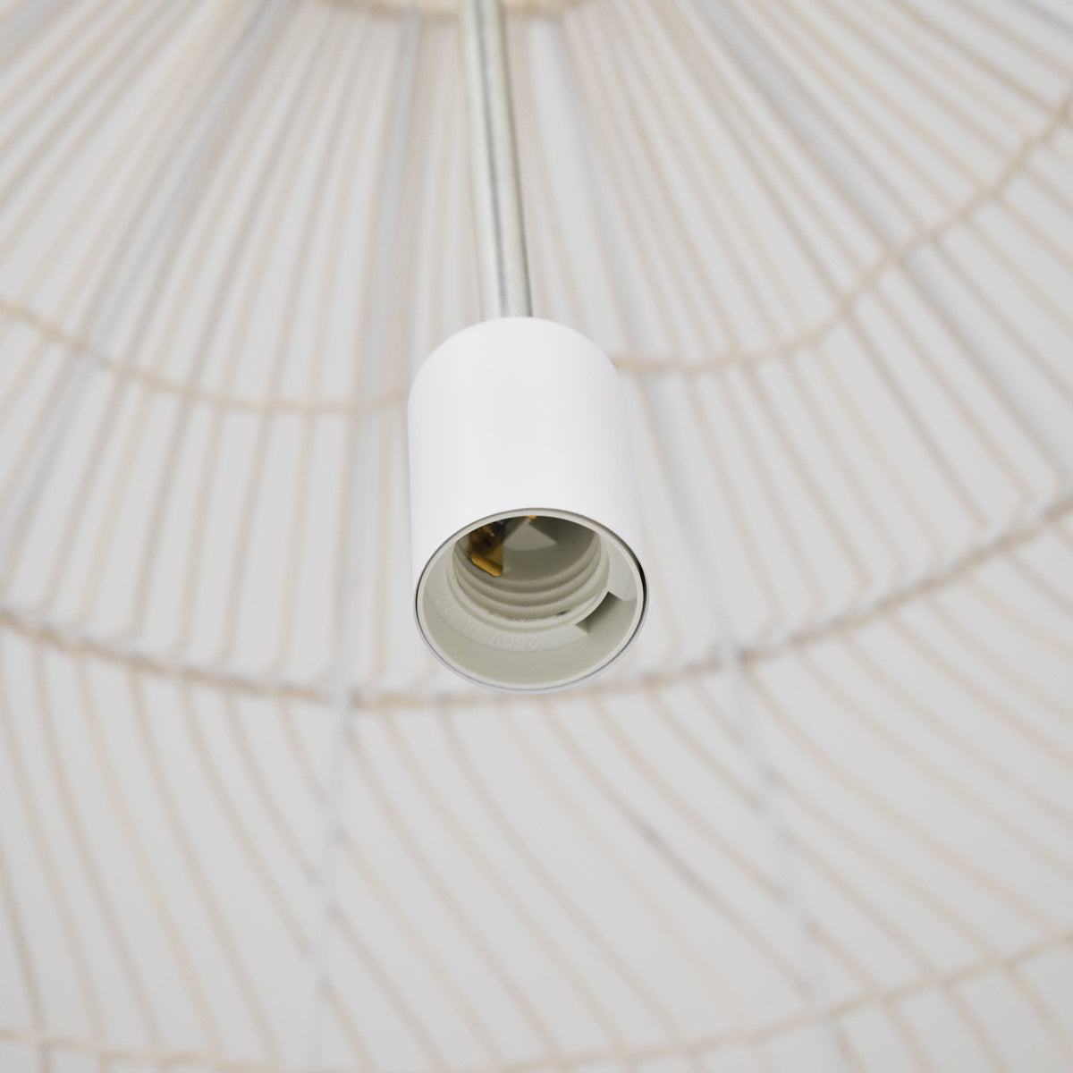 GloboStar® MALIBU 00965 Boho Κρεμαστό Φωτιστικό Πλέγμα Μονόφωτο 1 x E27 IP20 Μπεζ Ξύλο - Μ100 x Π100 x Y86cm - ledmania.gr