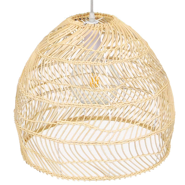 GLOBOSTAR® MALIBU 00973 Boho Κρεμαστό Φωτιστικό Οροφής με Ντουί 1 x E27 AC 220-240V IP20 - Μπεζ - Μ40 x Π40 x Υ35cm - ledmania.gr