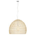 GloboStar® MALIBU 00974 Boho Κρεμαστό Φωτιστικό Πλέγμα Μονόφωτο 1 x E27 IP20 Μπεζ Ξύλο - Μ100 x Π100 x Υ86cm - ledmania.gr