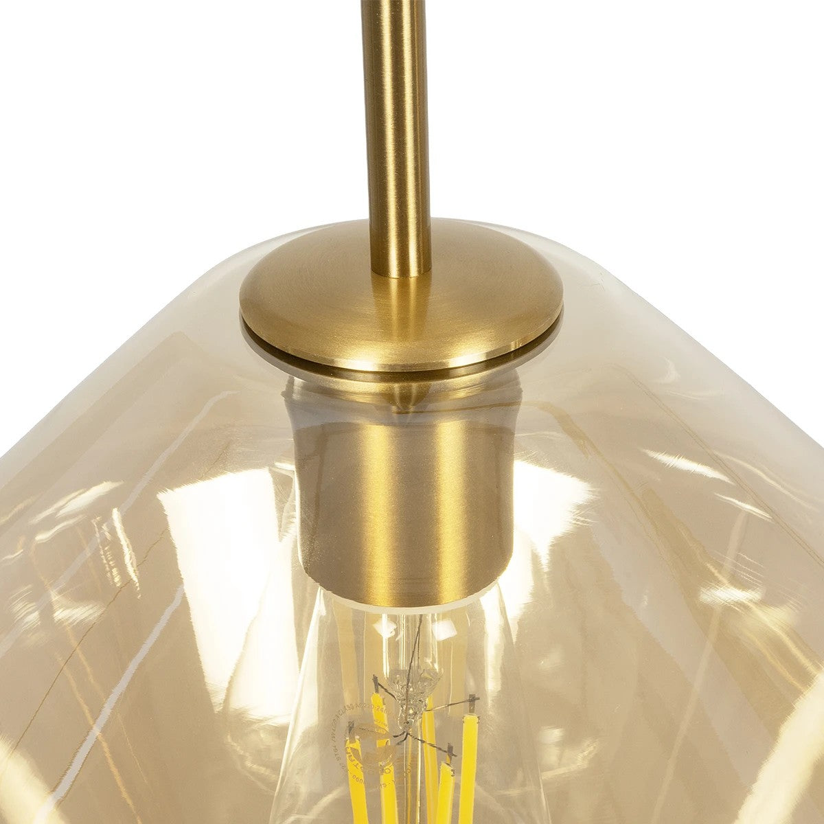 GLOBOSTAR® AMARIS 00977 Μοντέρνο Κρεμαστό Φωτιστικό Οροφής με Ντουί 3 x E27 AC 220-240V IP20 - Χρυσό & Μελί - Μ75 x Π30 x Υ30cm