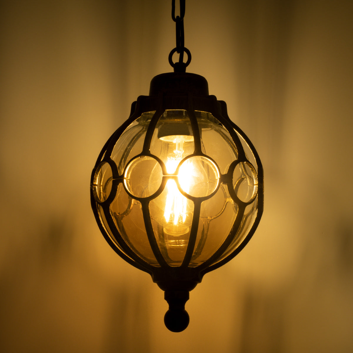 GLOBOSTAR® ETOILE 00988 Vintage Κρεμαστό Φωτιστικό Οροφής με Ντουί 1 x E27 AC 220-240V IP20 - Μπρούτζινο & Μελί - Μ18 x Π18 x Y27cm - ledmania.gr
