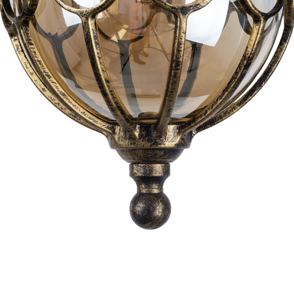 GLOBOSTAR® ETOILE 00988 Vintage Κρεμαστό Φωτιστικό Οροφής με Ντουί 1 x E27 AC 220-240V IP20 - Μπρούτζινο & Μελί - Μ18 x Π18 x Y27cm - ledmania.gr
