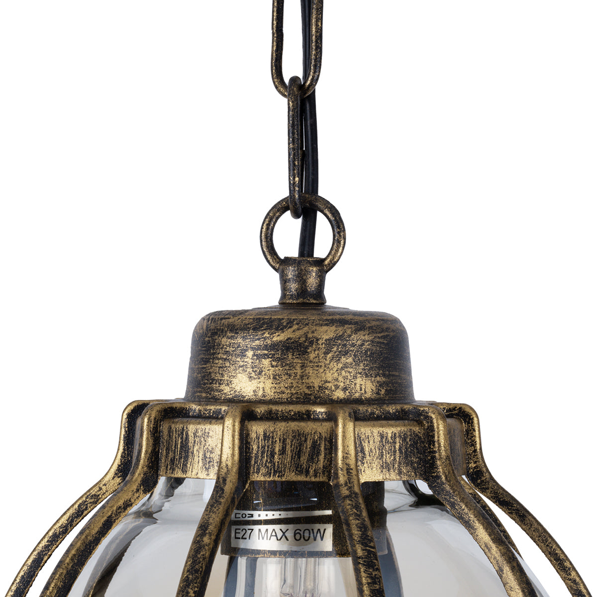 GLOBOSTAR® ETOILE 00988 Vintage Κρεμαστό Φωτιστικό Οροφής με Ντουί 1 x E27 AC 220-240V IP20 - Μπρούτζινο & Μελί - Μ18 x Π18 x Y27cm - ledmania.gr