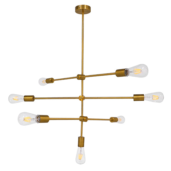 GloboStar® ESTHER 00993 Μοντέρνο Industrial Φωτιστικό Οροφής Πολύφωτο 7 x E27 Χρυσό Μεταλλικό Φ75 x Υ88cm - ledmania.gr