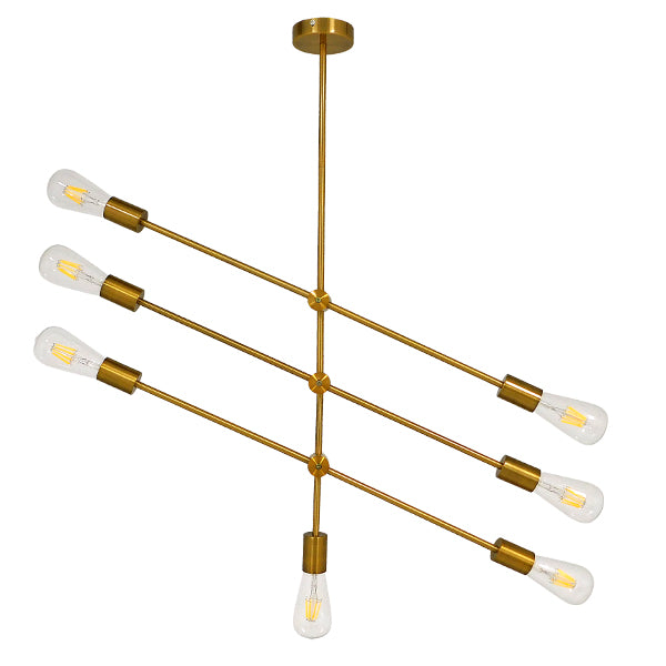 GloboStar® ESTHER 00993 Μοντέρνο Industrial Φωτιστικό Οροφής Πολύφωτο 7 x E27 Χρυσό Μεταλλικό Φ75 x Υ88cm - ledmania.gr