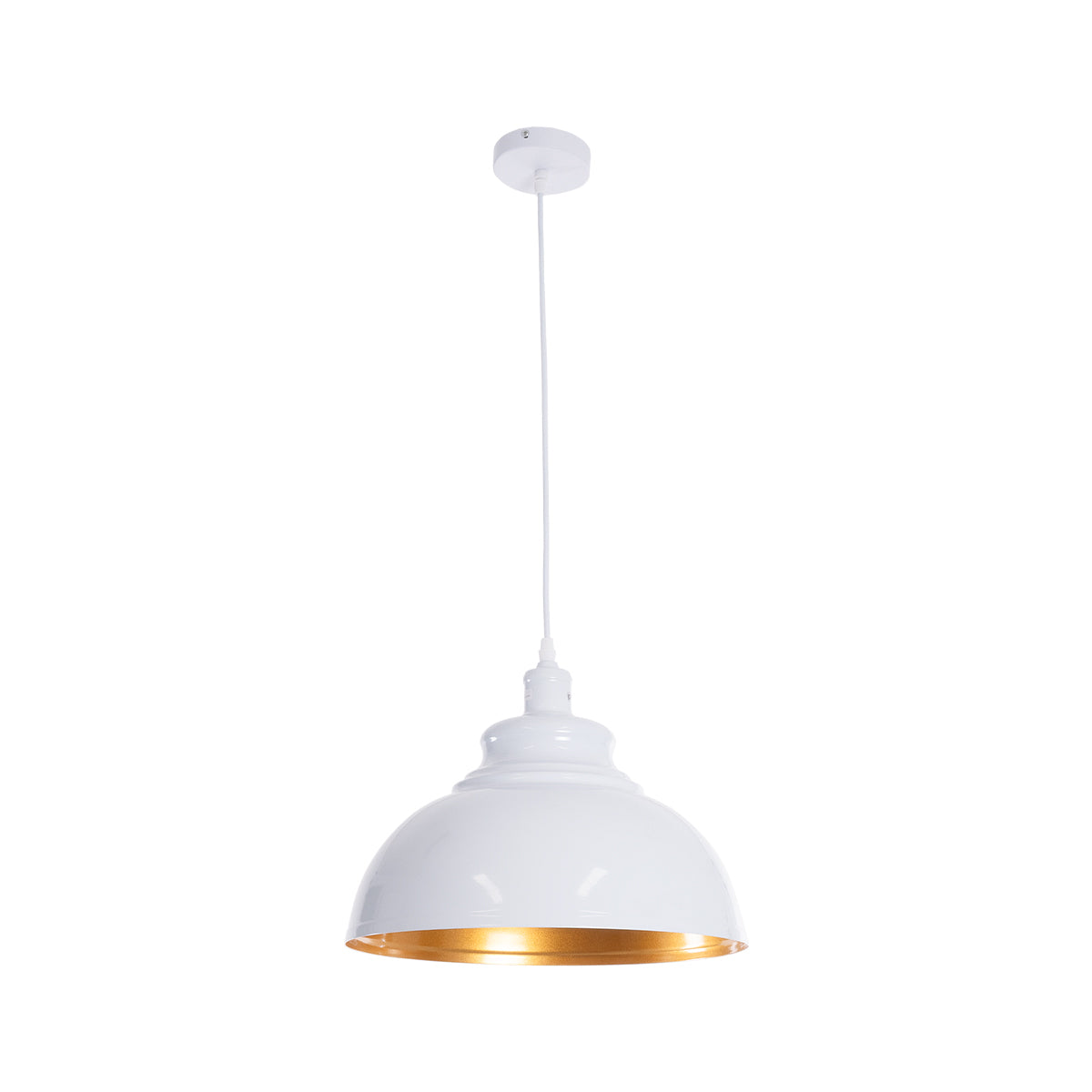 GLOBOSTAR® ANDY 00999 Μοντέρνο Κρεμαστό Φωτιστικό Οροφής με Ντουί 1 x E27 AC 220-240V IP20 - Λευκό & Χρυσό - Μ35 x Π35 x Υ28cm