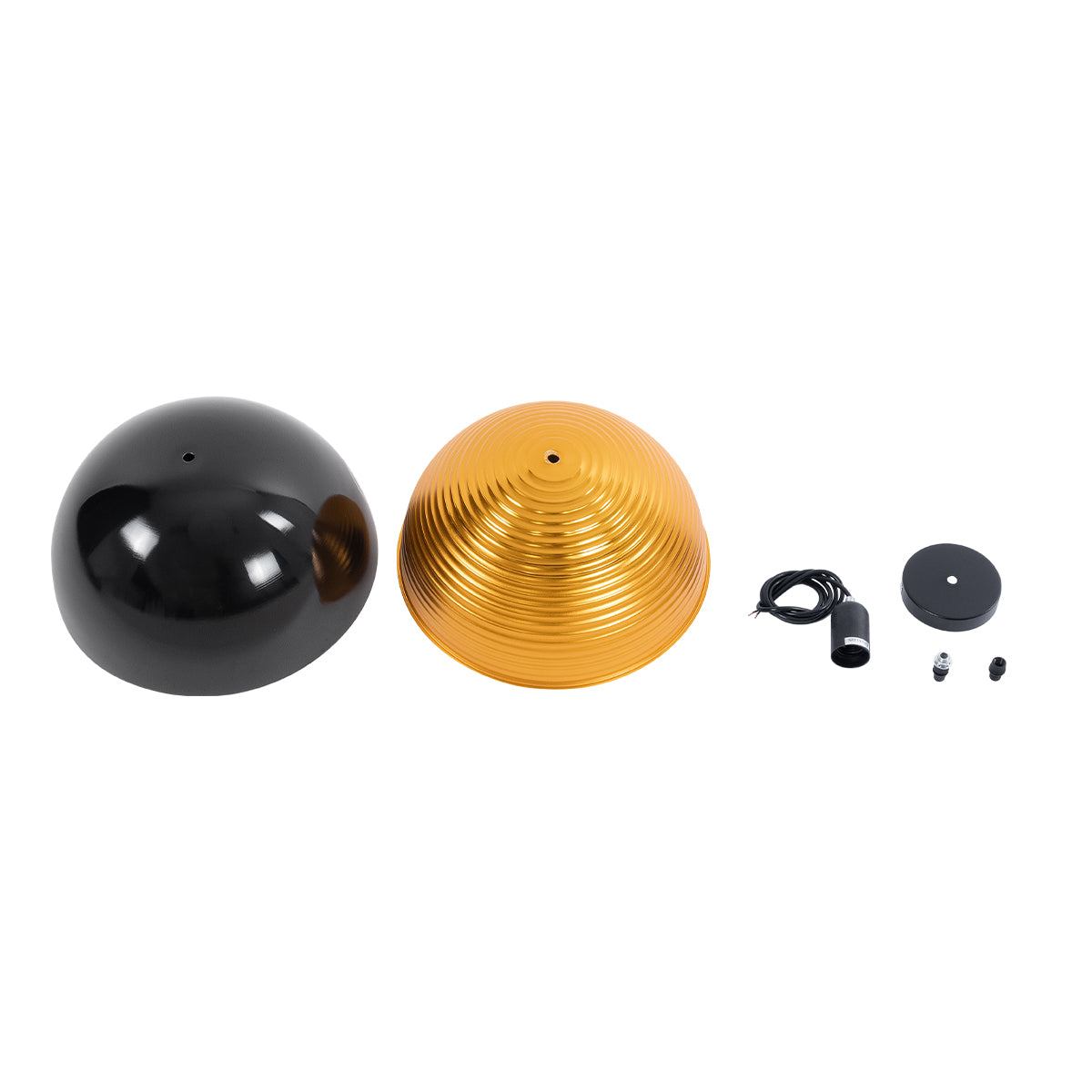 GloboStar® MEDEA 01004 Μοντέρνο Κρεμαστό Φωτιστικό Καμπάνα Μονόφωτο 1 x E27 IP20 Μαύρο & Χρυσό Μέταλλο - Μ30 x Π30 x Y16cm - ledmania.gr