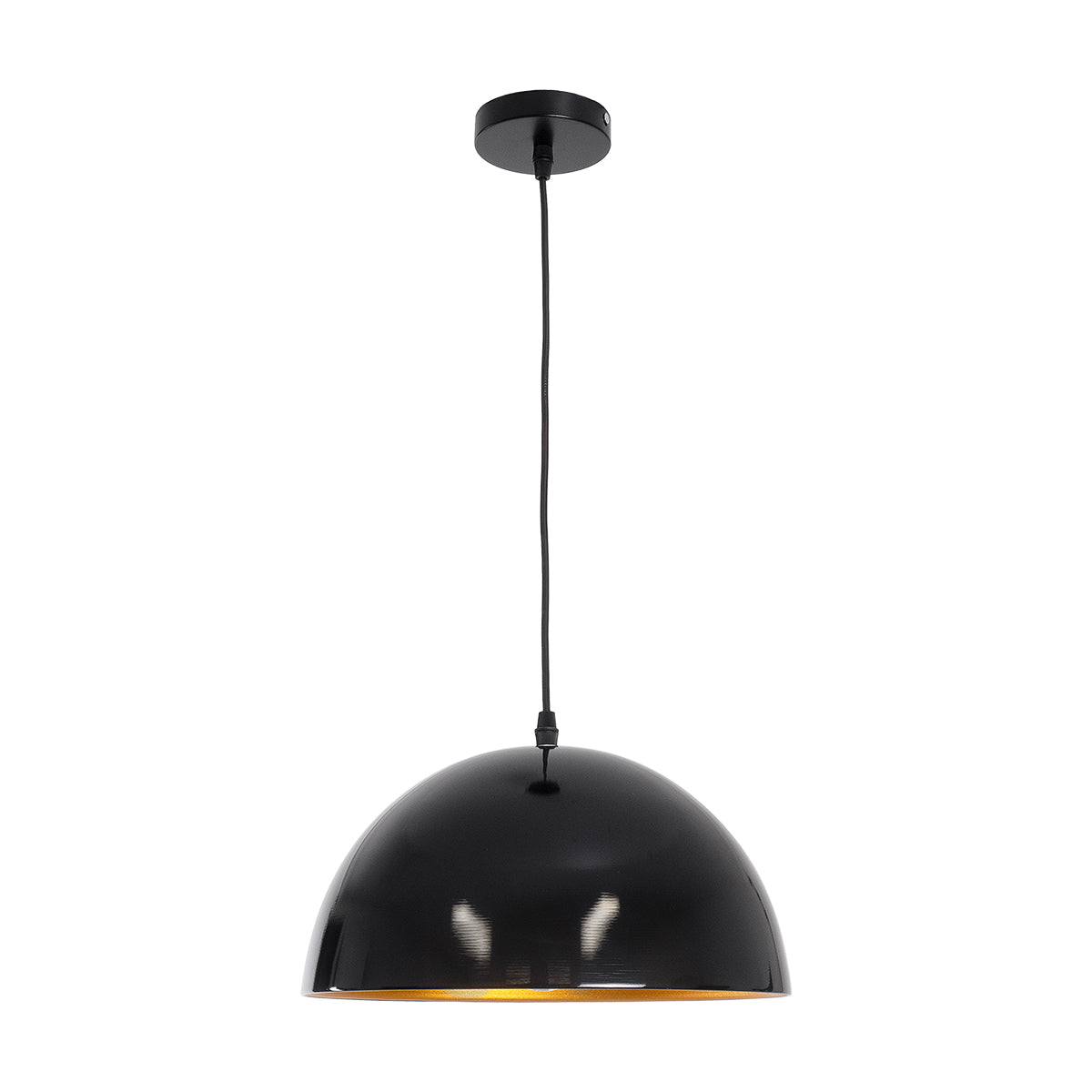 GloboStar® MEDEA 01004 Μοντέρνο Κρεμαστό Φωτιστικό Καμπάνα Μονόφωτο 1 x E27 IP20 Μαύρο & Χρυσό Μέταλλο - Μ30 x Π30 x Y16cm - ledmania.gr