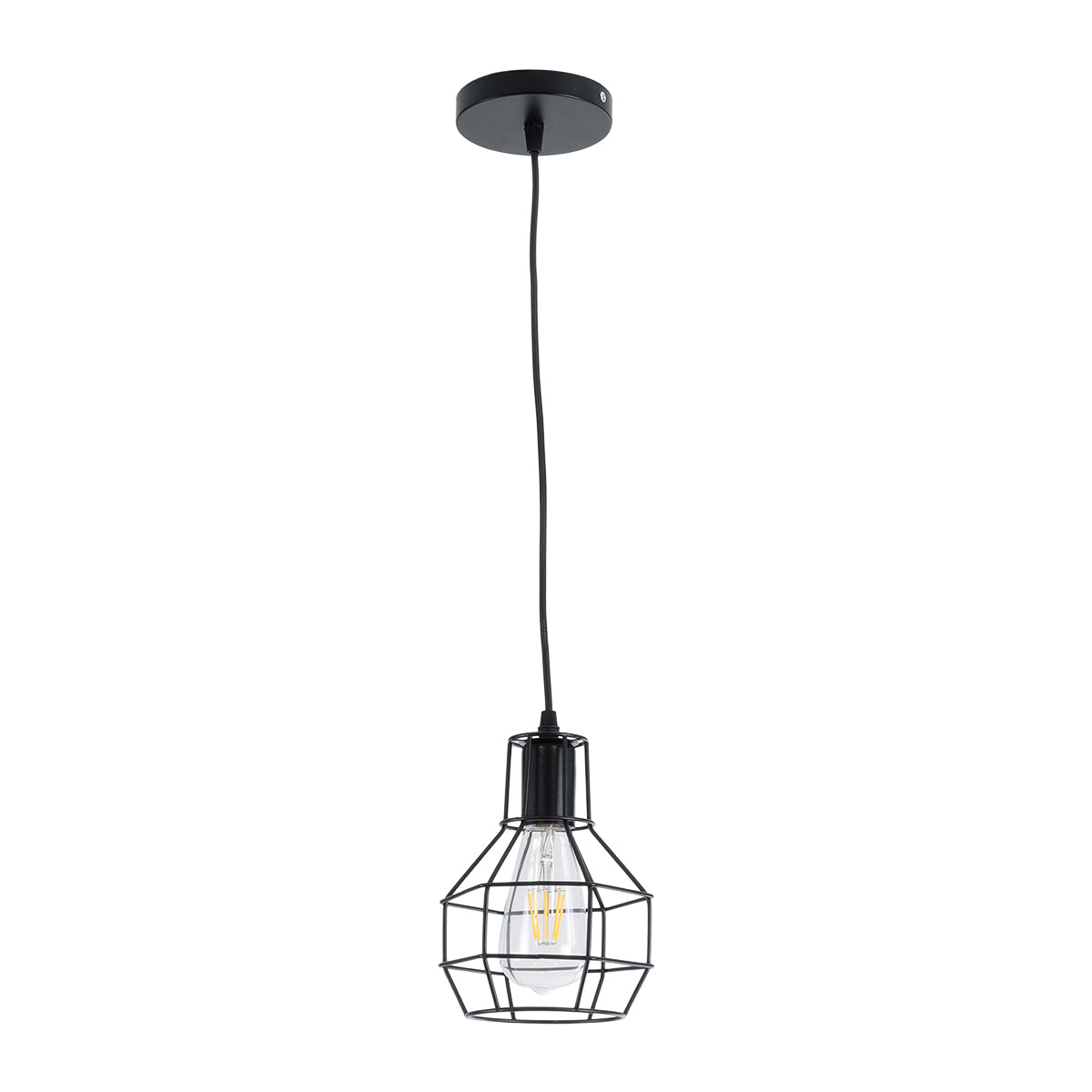 GLOBOSTAR® CAGE 01017 Vintage Κρεμαστό Φωτιστικό Οροφής με Ντουί 3 x E27 AC 220-240V IP20 - Μαύρο - Μ15 x Π15 x Υ20cm - ledmania.gr