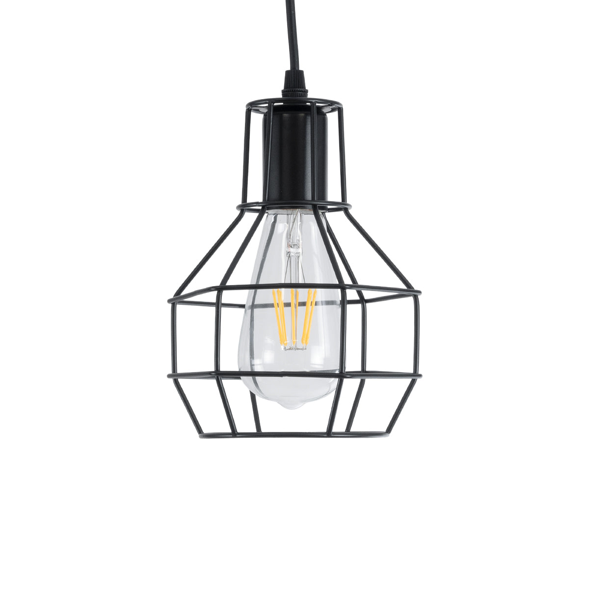 GLOBOSTAR® CAGE 01017 Vintage Κρεμαστό Φωτιστικό Οροφής με Ντουί 3 x E27 AC 220-240V IP20 - Μαύρο - Μ15 x Π15 x Υ20cm - ledmania.gr