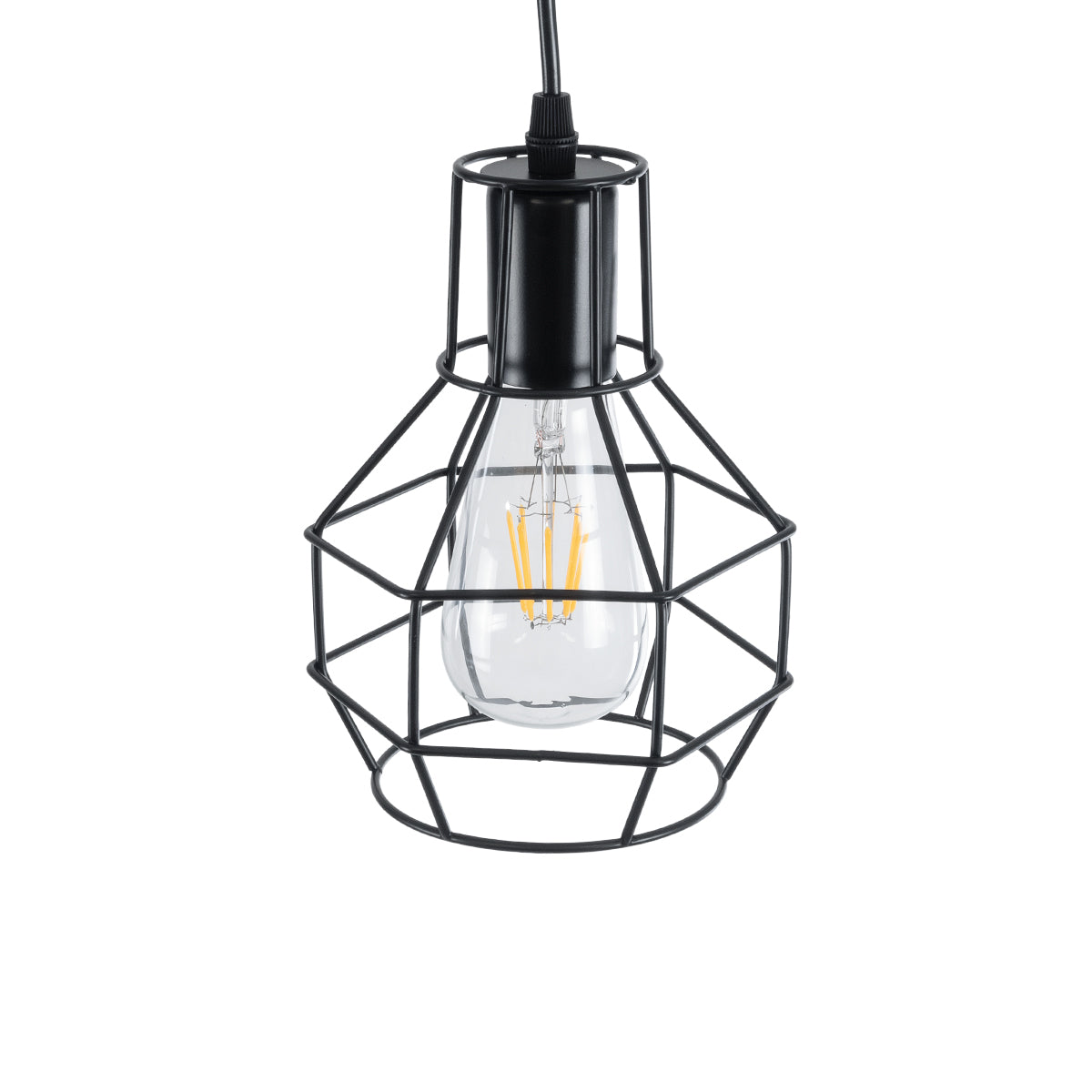 GLOBOSTAR® CAGE 01017 Vintage Κρεμαστό Φωτιστικό Οροφής με Ντουί 3 x E27 AC 220-240V IP20 - Μαύρο - Μ15 x Π15 x Υ20cm - ledmania.gr