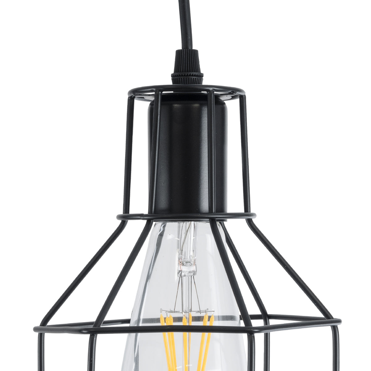 GLOBOSTAR® CAGE 01017 Vintage Κρεμαστό Φωτιστικό Οροφής με Ντουί 3 x E27 AC 220-240V IP20 - Μαύρο - Μ15 x Π15 x Υ20cm - ledmania.gr