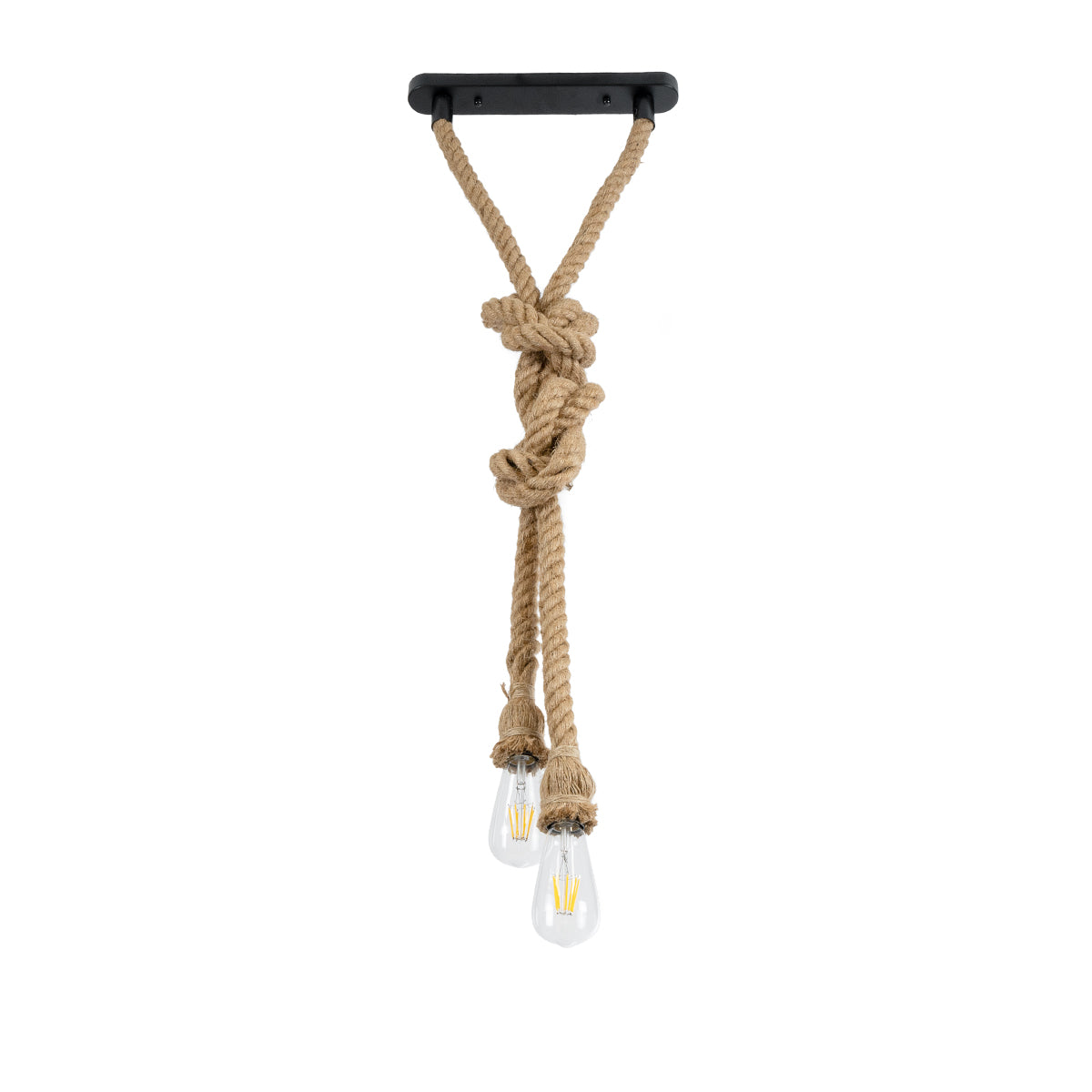 GLOBOSTAR® ROPE 01019 Boho Κρεμαστό Φωτιστικό Οροφής με Ντουί 2 x E27 AC 220-240V IP20 - Μπεζ - Μ38 x Π3.5 x Υ200cm - ledmania.gr