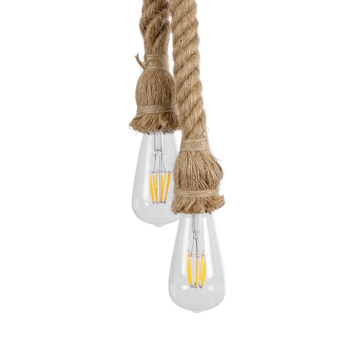 GLOBOSTAR® ROPE 01019 Boho Κρεμαστό Φωτιστικό Οροφής με Ντουί 2 x E27 AC 220-240V IP20 - Μπεζ - Μ38 x Π3.5 x Υ200cm - ledmania.gr