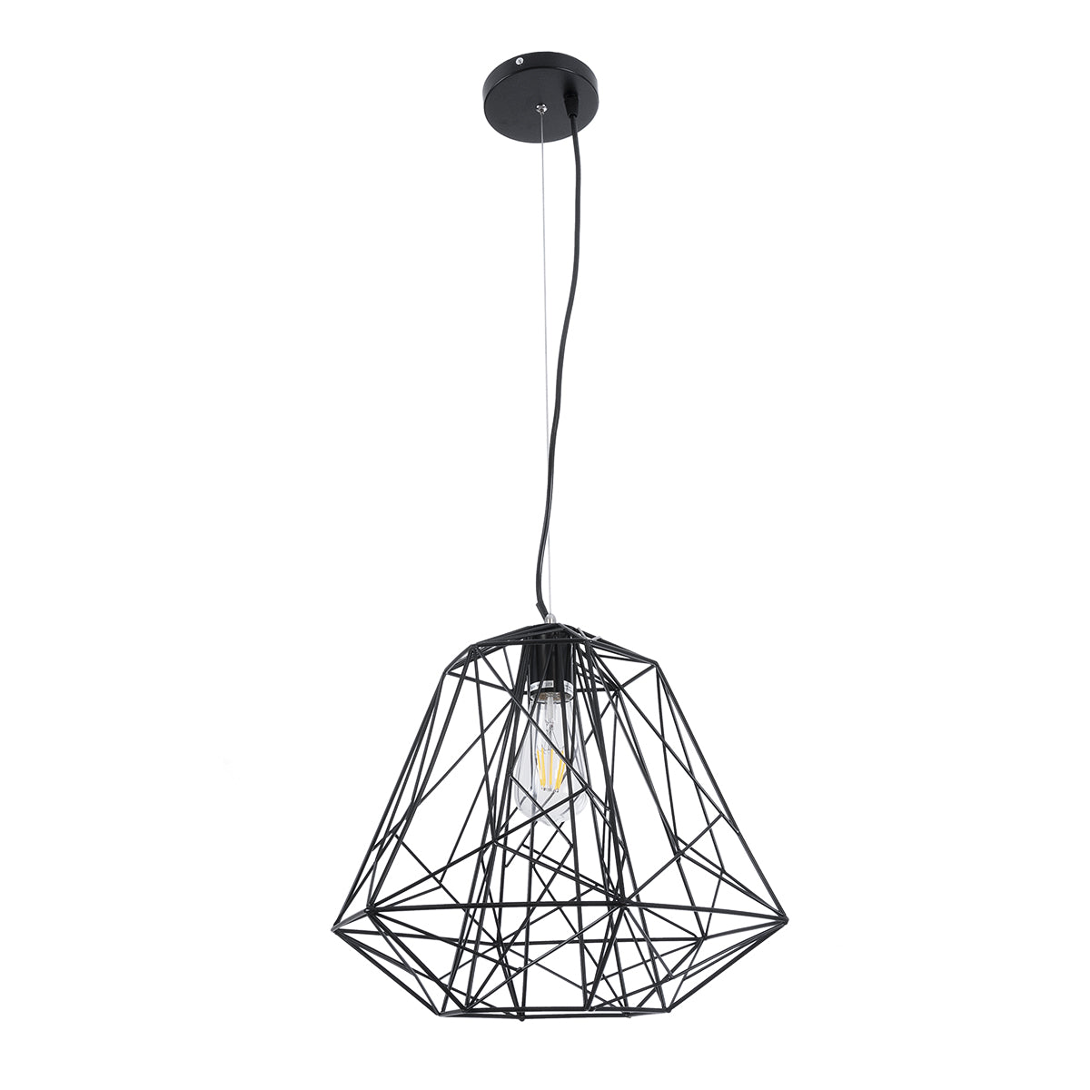 GLOBOSTAR® GRID 01022 Vintage Κρεμαστό Φωτιστικό Οροφής με Ντουί 1 x E27 AC 220-240V IP20 - Μαύρο - Μ40 x Π40 x Υ33cm - ledmania.gr