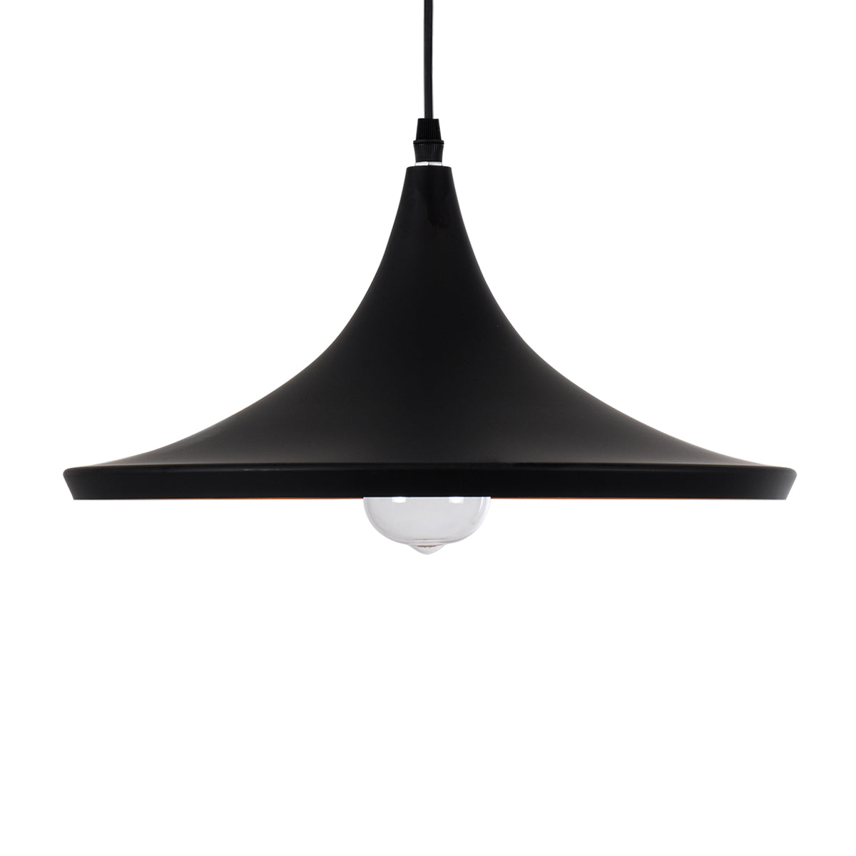 GloboStar® SHANGHAI 01025-B Μοντέρνο Κρεμαστό Φωτιστικό Καμπάνα Μονόφωτο 1 x E27 IP20 Μαύρο & Χρυσό Μέταλλο - Μ37 x Π37 x Υ20cm - ledmania.gr