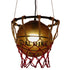 GloboStar® NBA 01027 Μοντέρνο Κρεμαστό Φωτιστικό Μπάλα Μονόφωτο 1 x E27 IP20 Μαύρο Μέταλλο με Πορτοκαλί & Μαύρο Γυαλί - Μ32 x Π32 x Υ58cm - ledmania.gr