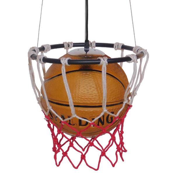 GloboStar® NBA 01027 Μοντέρνο Κρεμαστό Φωτιστικό Μπάλα Μονόφωτο 1 x E27 IP20 Μαύρο Μέταλλο με Πορτοκαλί & Μαύρο Γυαλί - Μ32 x Π32 x Υ58cm - ledmania.gr