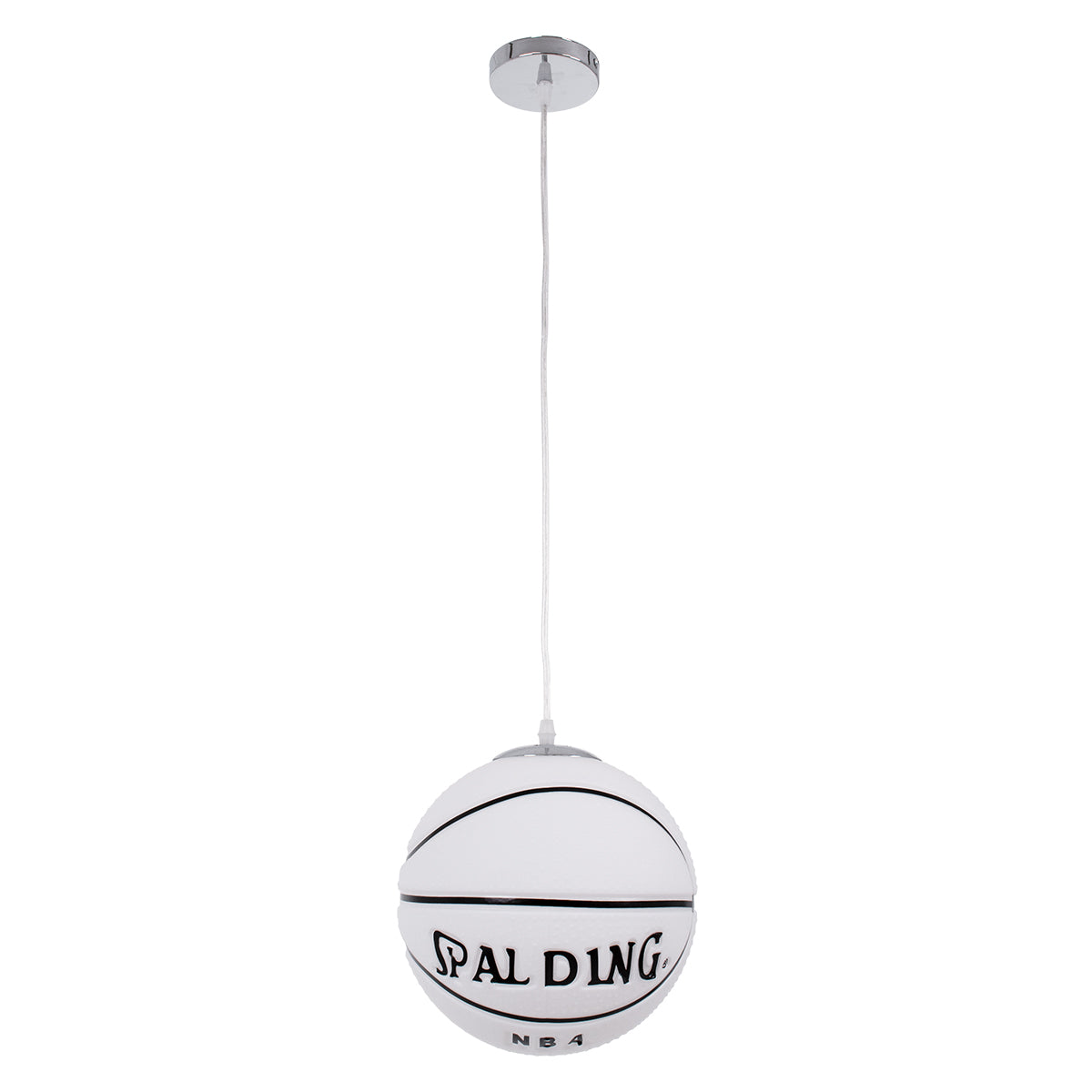GLOBOSTAR® SPALDING NBA 01031 Παιδικό Κρεμαστό Φωτιστικό Οροφής με Ντουί 1 x E27 AC 220-240V IP20 - Λευκό & Μαύρο - Μ25 x Π25 x Υ25cm - ledmania.gr