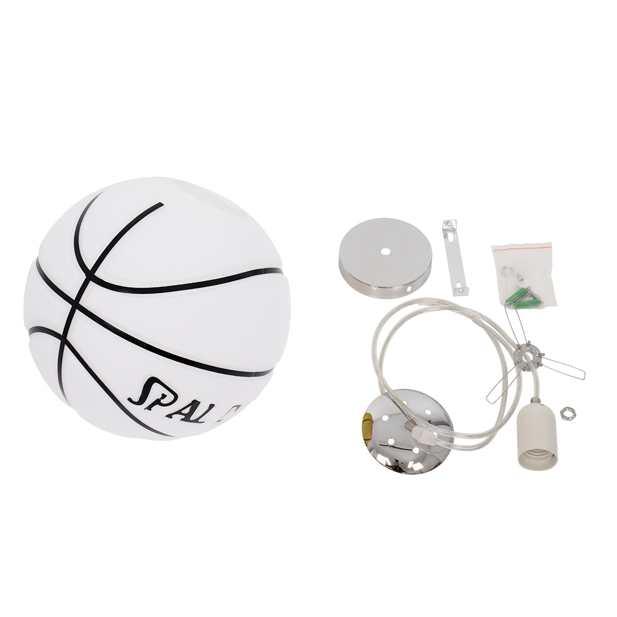 GLOBOSTAR® SPALDING NBA 01031 Παιδικό Κρεμαστό Φωτιστικό Οροφής με Ντουί 1 x E27 AC 220-240V IP20 - Λευκό & Μαύρο - Μ25 x Π25 x Υ25cm - ledmania.gr