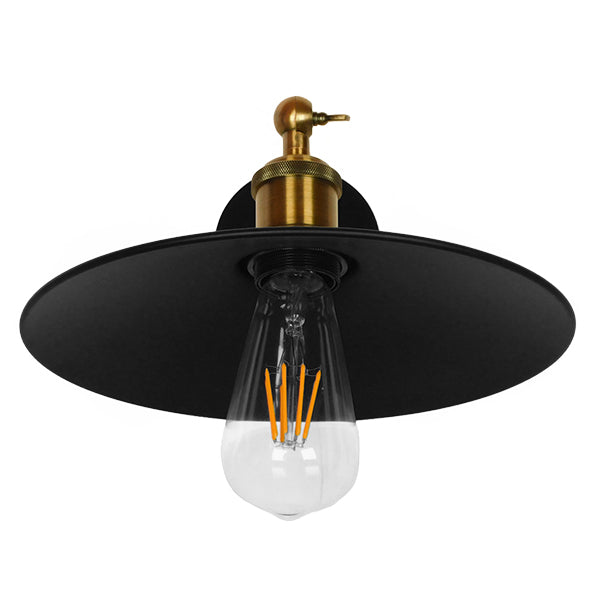 GloboStar® MINIMALL 01039 Vintage Επιτοίχιο Φωτιστικό Απλίκα Μονόφωτο 1 x E27 IP20 Μαύρο & Χρυσό Μέταλλο - Μ22 x Π39 x Υ18cm - ledmania.gr
