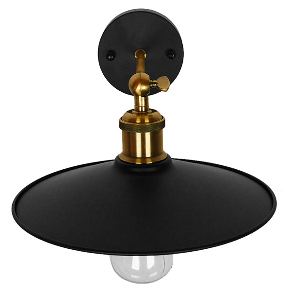 GloboStar® MINIMALL 01039 Vintage Επιτοίχιο Φωτιστικό Απλίκα Μονόφωτο 1 x E27 IP20 Μαύρο & Χρυσό Μέταλλο - Μ22 x Π39 x Υ18cm - ledmania.gr