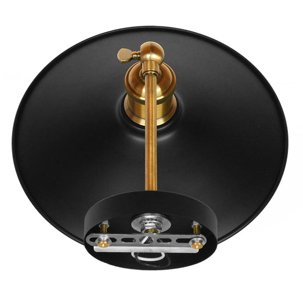 GloboStar® MINIMALL 01039 Vintage Επιτοίχιο Φωτιστικό Απλίκα Μονόφωτο 1 x E27 IP20 Μαύρο & Χρυσό Μέταλλο - Μ22 x Π39 x Υ18cm - ledmania.gr