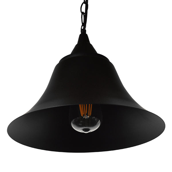 GloboStar® CLOCHER 01041 Vintage Κρεμαστό Φωτιστικό Καμπάνα Μονόφωτο 1 x E27 IP20 Μαύρο Μέταλλο Μ29 x Π29 x Υ34cm - ledmania.gr