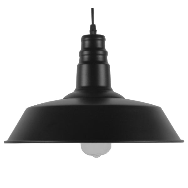 GloboStar® RAY 01049 Vintage Κρεμαστό Φωτιστικό Καμπάνα Μονόφωτο 1 x E27 IP20 Μαύρο Μέταλλο - Μ36 x Π36 x Υ25cm - ledmania.gr