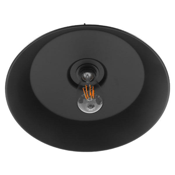 GloboStar® RAY 01049 Vintage Κρεμαστό Φωτιστικό Καμπάνα Μονόφωτο 1 x E27 IP20 Μαύρο Μέταλλο - Μ36 x Π36 x Υ25cm - ledmania.gr