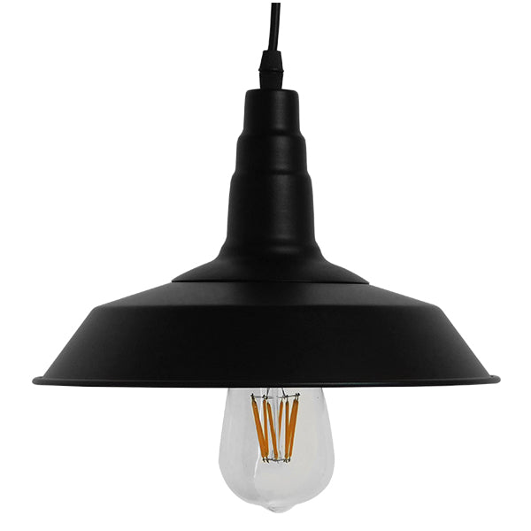 GloboStar® RAY 01050 Vintage Industrial Κρεμαστό Φωτιστικό Οροφής Μονόφωτο 1 x E27 Μαύρο Μεταλλικό Καμπάνα Φ26 x Y25cm - ledmania.gr