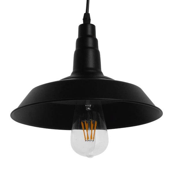 GloboStar® RAY 01050 Vintage Industrial Κρεμαστό Φωτιστικό Οροφής Μονόφωτο 1 x E27 Μαύρο Μεταλλικό Καμπάνα Φ26 x Y25cm - ledmania.gr
