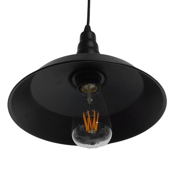 GloboStar® RAY 01050 Vintage Industrial Κρεμαστό Φωτιστικό Οροφής Μονόφωτο 1 x E27 Μαύρο Μεταλλικό Καμπάνα Φ26 x Y25cm - ledmania.gr
