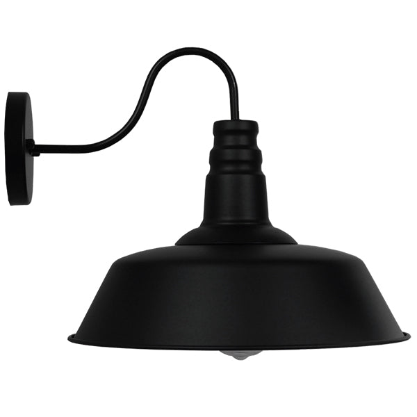 GloboStar® SORD 01053 Vintage Επιτοίχιο Φωτιστικό Απλίκα Μονόφωτο 1 x E27 IP20 Μαύρο Μέταλλο - Μ36 x Π42 x Υ32cm - ledmania.gr