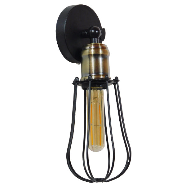 GLOBOSTAR® CATEL 01056 Vintage Φωτιστικό Τοίχου - Απλίκα με Ντουί 1 x E27 AC 220-240V IP20 - Μαύρο & Χρυσό - Μ12 x 15 x Υ32cm - ledmania.gr
