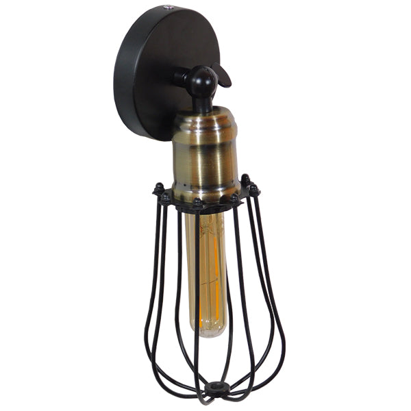GLOBOSTAR® CATEL 01056 Vintage Φωτιστικό Τοίχου - Απλίκα με Ντουί 1 x E27 AC 220-240V IP20 - Μαύρο & Χρυσό - Μ12 x 15 x Υ32cm - ledmania.gr