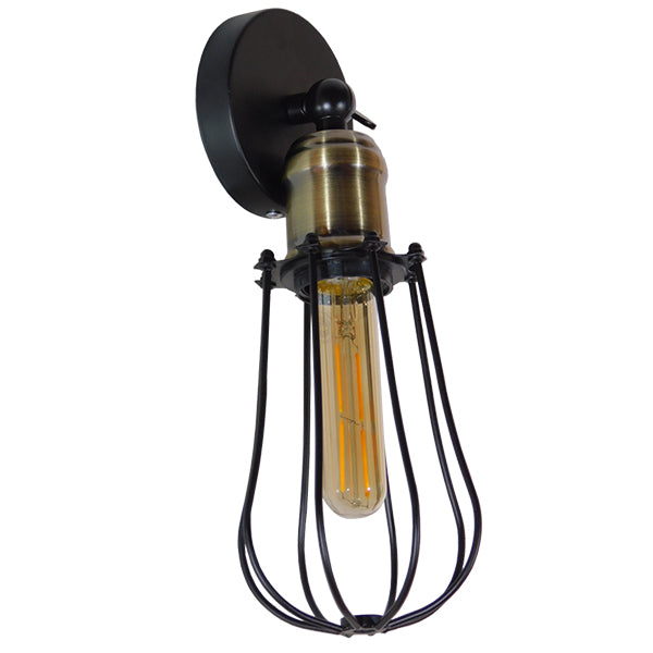 GLOBOSTAR® CATEL 01056 Vintage Φωτιστικό Τοίχου - Απλίκα με Ντουί 1 x E27 AC 220-240V IP20 - Μαύρο & Χρυσό - Μ12 x 15 x Υ32cm - ledmania.gr