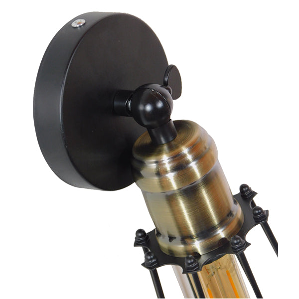 GLOBOSTAR® CATEL 01056 Vintage Φωτιστικό Τοίχου - Απλίκα με Ντουί 1 x E27 AC 220-240V IP20 - Μαύρο & Χρυσό - Μ12 x 15 x Υ32cm - ledmania.gr