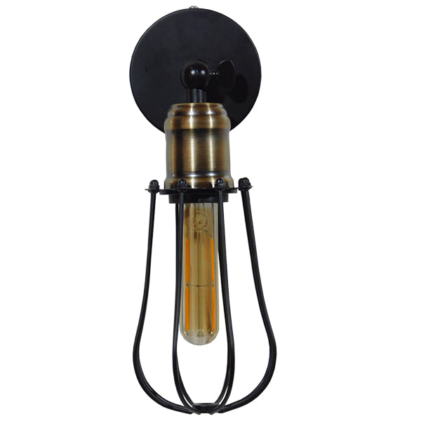 GLOBOSTAR® CATEL 01056 Vintage Φωτιστικό Τοίχου - Απλίκα με Ντουί 1 x E27 AC 220-240V IP20 - Μαύρο & Χρυσό - Μ12 x 15 x Υ32cm - ledmania.gr