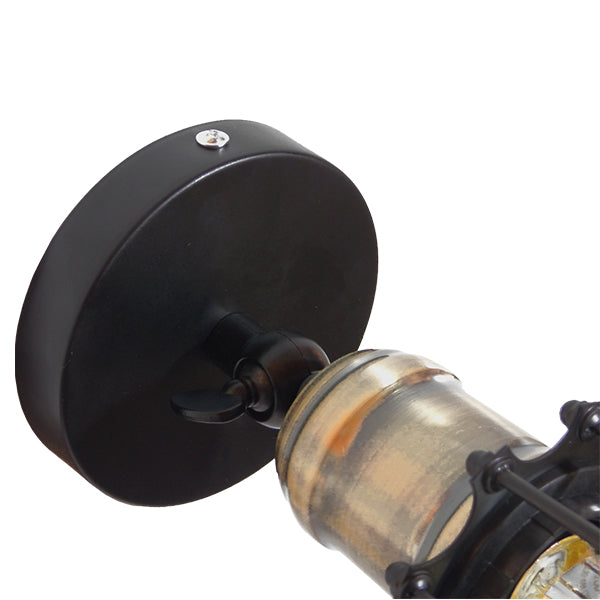 GLOBOSTAR® CATEL 01056 Vintage Φωτιστικό Τοίχου - Απλίκα με Ντουί 1 x E27 AC 220-240V IP20 - Μαύρο & Χρυσό - Μ12 x 15 x Υ32cm - ledmania.gr