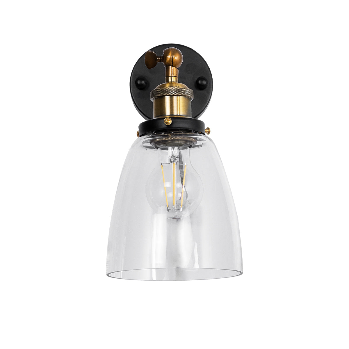 GLOBOSTAR® LYDIA 01071 Vintage Φωτιστικό Τοίχου - Απλίκα με Ντουί 1 x E27 AC 220-240V IP20 - Μαύρο & Χρυσό - Μ14 x Π26 x Υ30cm - ledmania.gr