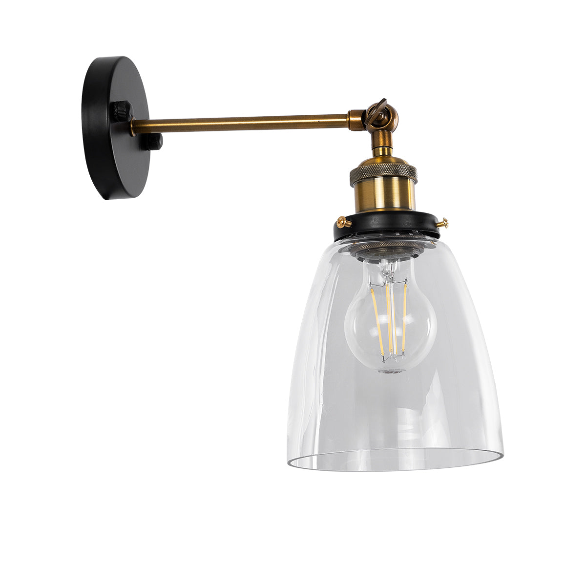 GLOBOSTAR® LYDIA 01071 Vintage Φωτιστικό Τοίχου - Απλίκα με Ντουί 1 x E27 AC 220-240V IP20 - Μαύρο & Χρυσό - Μ14 x Π26 x Υ30cm - ledmania.gr